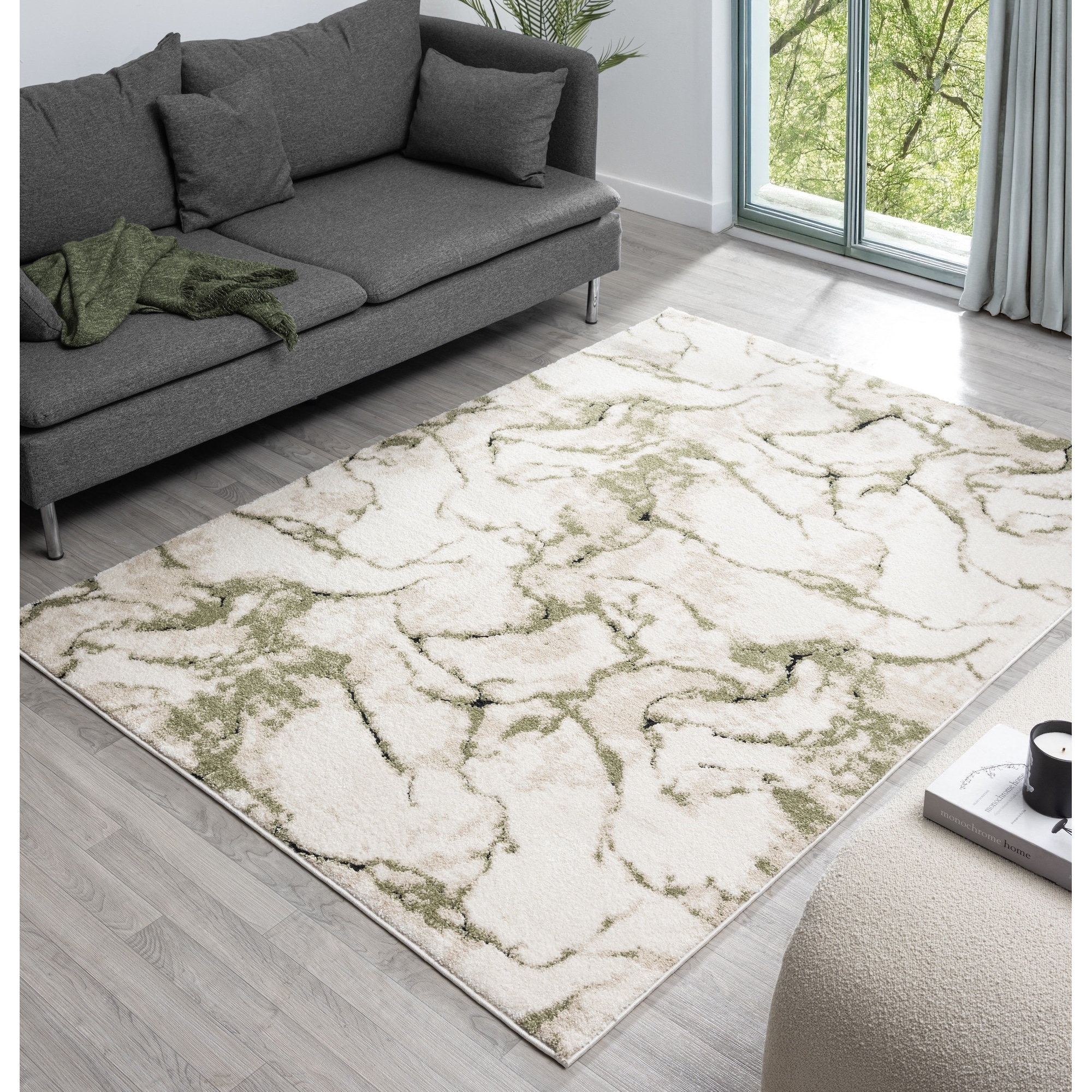 MDA Rugs Paris Collection Abstract Cream/Green Rug