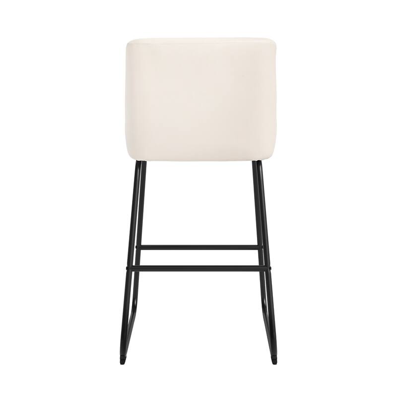 Counter Height Bar Stools with Metal Frame Upholstered Kitchen Island Stool in Faux Leather or Fabric