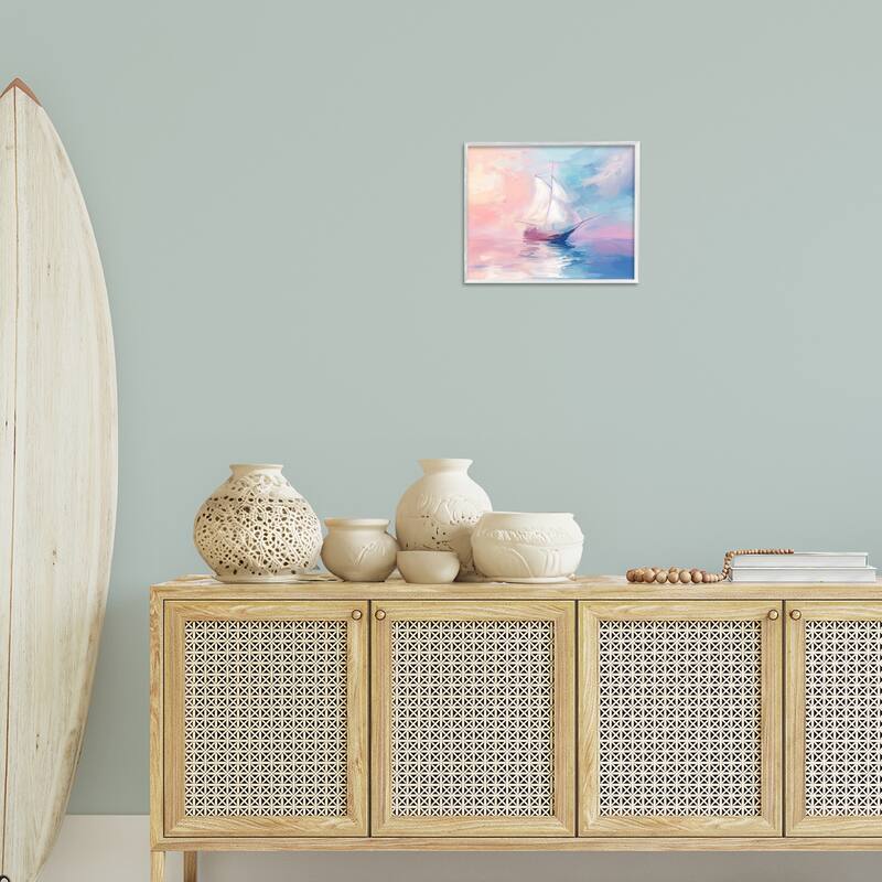 Stupell Soft Pastel Sea Vessel Framed Giclee Art Design By Arlington Prints