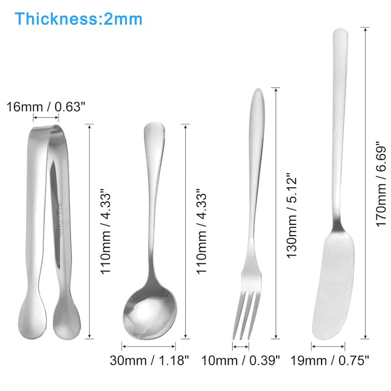 Charcuterie Boards Accessories 14pcs Knife Spoon Tongs Fork for Pastry - Silver