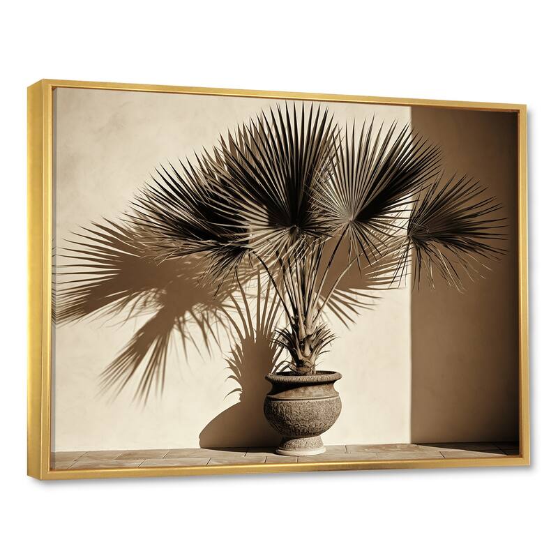 Designart "Beige Palms Palm Trees Bouquet Still Life " Palms & Palm Trees Framed Wall Decor