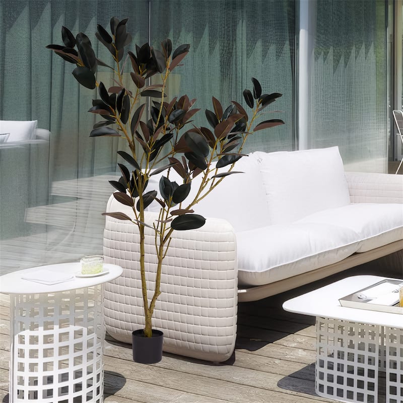 6FT Artificial Rubber Tree, Fake Plant for Indoor & Outdoor Home Decor
