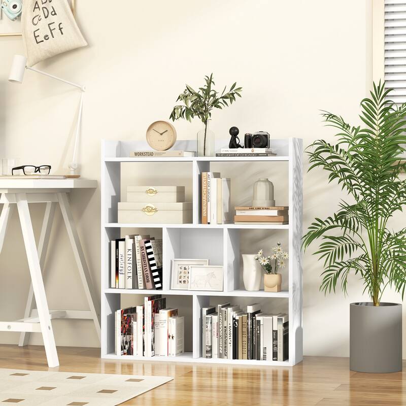 7 Cubes Open-Back Bookshelf with Anti-Toppling Devices - 31.5" x 8" x 35.5" (L x W x H)