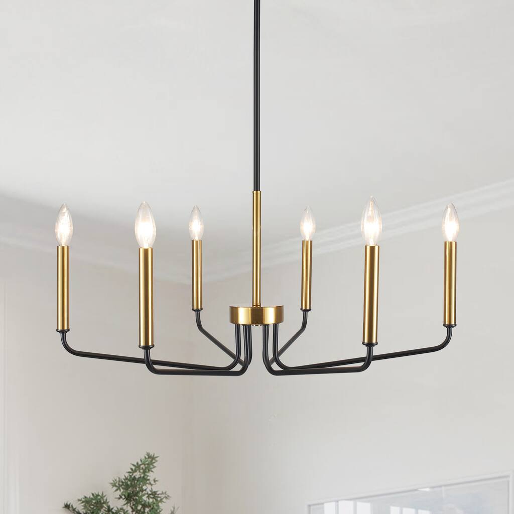 6-Light Rustic Candle Style Chandelier for Dining Room, Farmhouse Chandelier for Dining Room Living Room Bedroom Kitchen