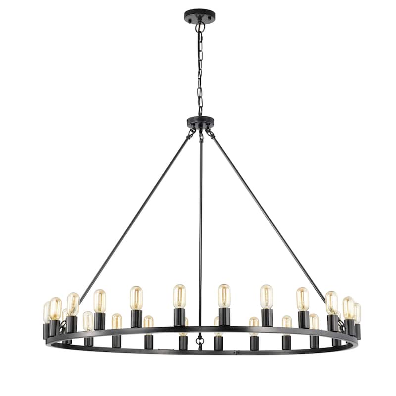 The Gray Barn Liam 48-inch Round Wagon Wheel 24-light Chandelier