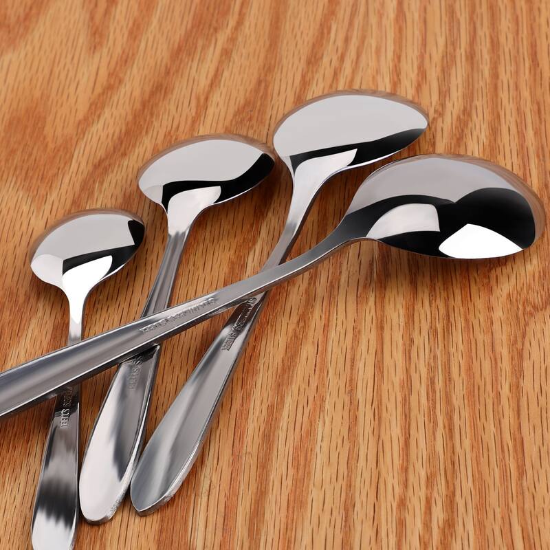 Stainless Steel Spoons 4 in 1 for Cooking Soup Spoon Dining Spoons - Silver Tone
