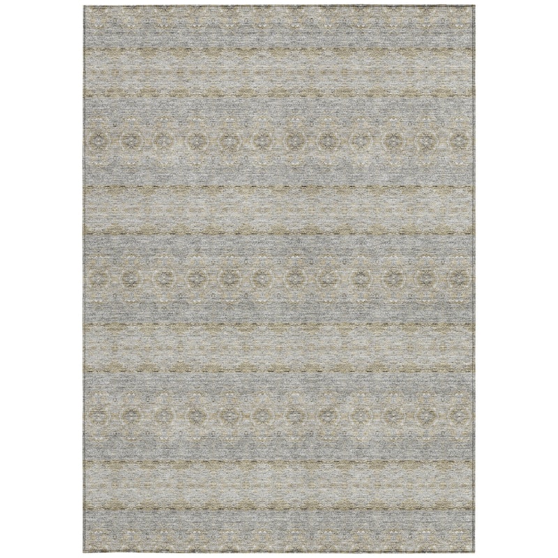 HomeRoots Floral Medallion Transitional Rectangle Outdoor Rug