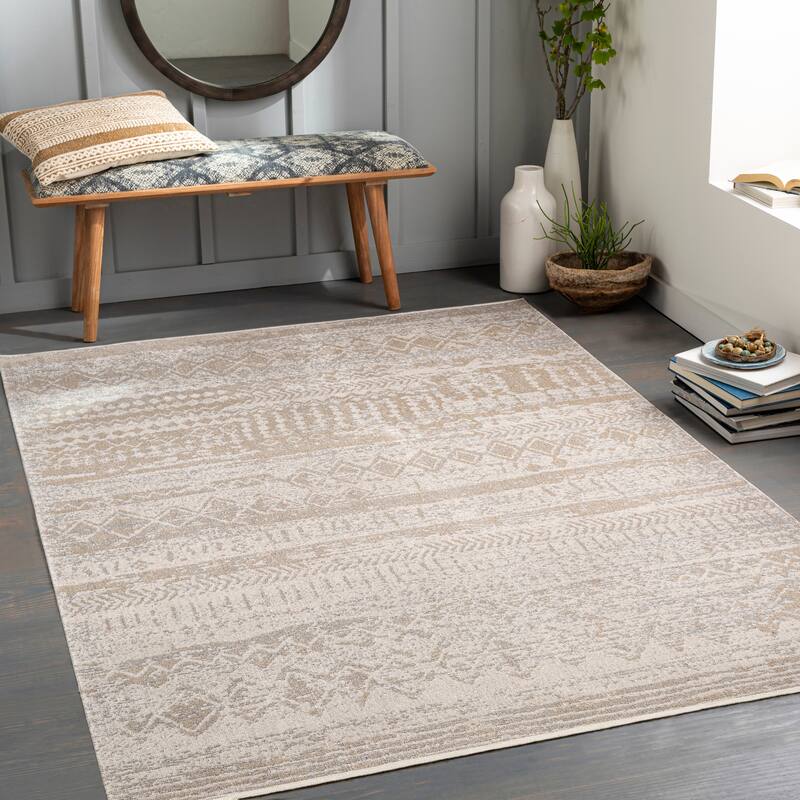 Livabliss Trina Bohemian Machine Washable Area Rug - Beige - 9' 3" x 12'