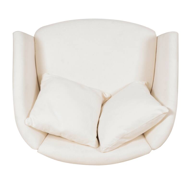 Rory Off-White Boucle Swivel Accent Chair with Pillows