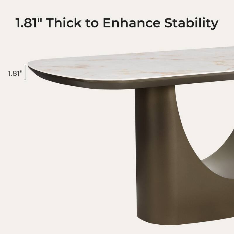 Spruce & Spring Modern Ceramic Top Dining Table with Sculptural Metal Base