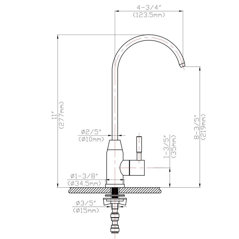 Lordear Kitchen Purifier Faucet Stainless Steel Filter Drinking Water - 11.1"