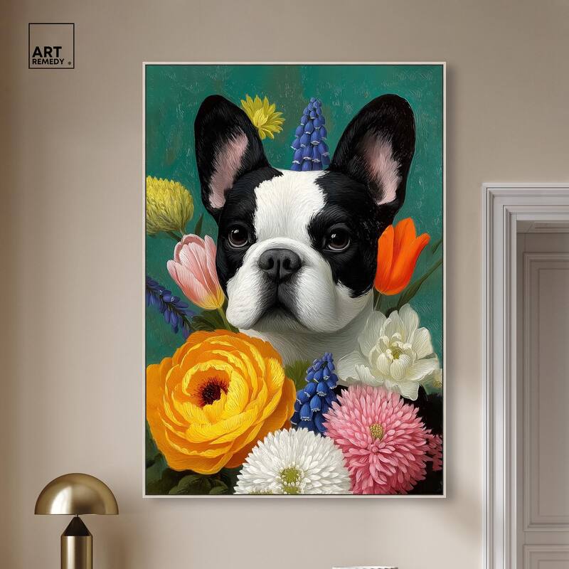 Secret Garden Frenchie Canvas by Art Remedy