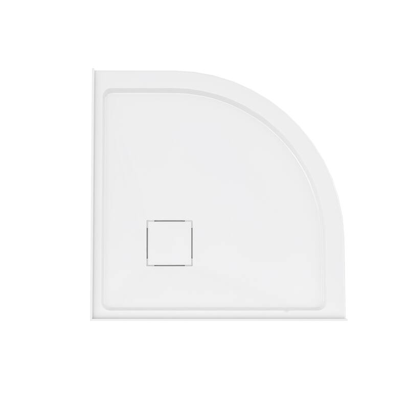 Marquette 36" X 36" Round Corner Double-Threshold Shower Pan Base With Center Drain In Glossy White - 36 x 36