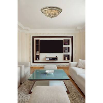 Affric Place - Four Light Flush Mount Aged Silver Finish with Bead