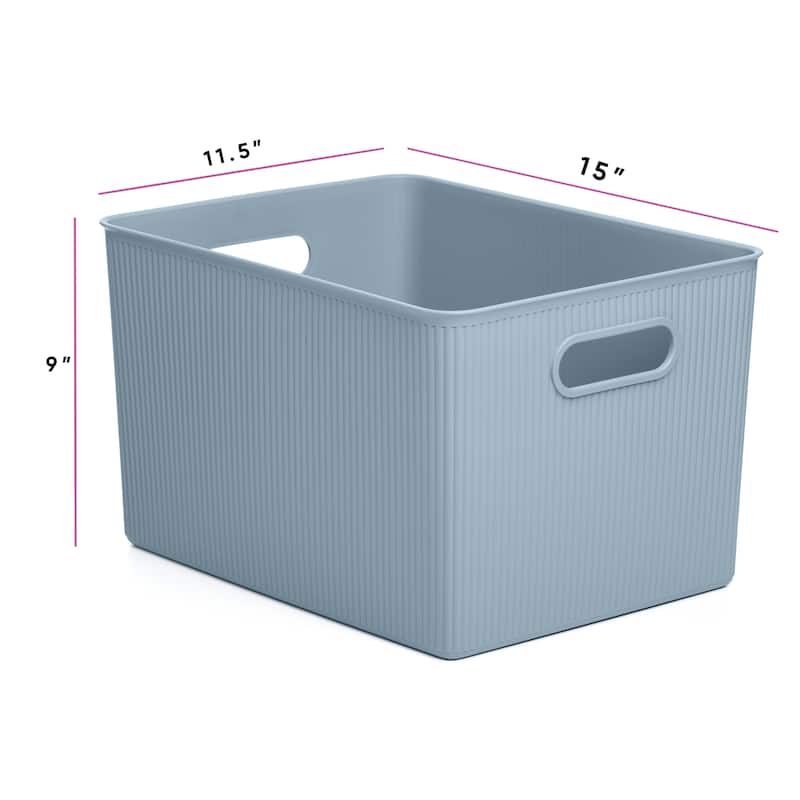 Superio Ribbed Storage Bin with Matching Lid - 15"W x 9"H x 11.5"D