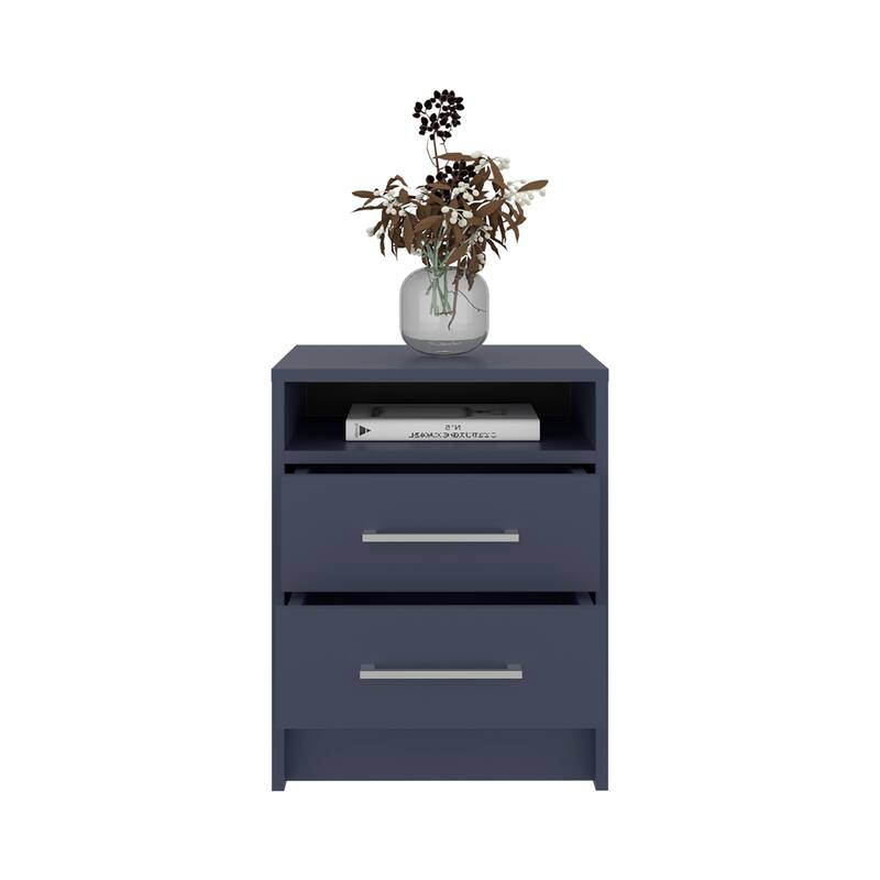 Alby Blue Nightstand with 2 Drawers and 1 Shelf, 19.9\
