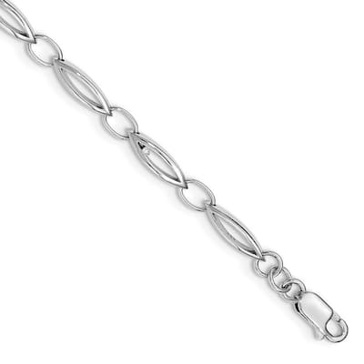 Curata 925 Sterling Silver Polished Lobster Claw Closure White Ice Diamond With 1.25inch Ext Bracelet