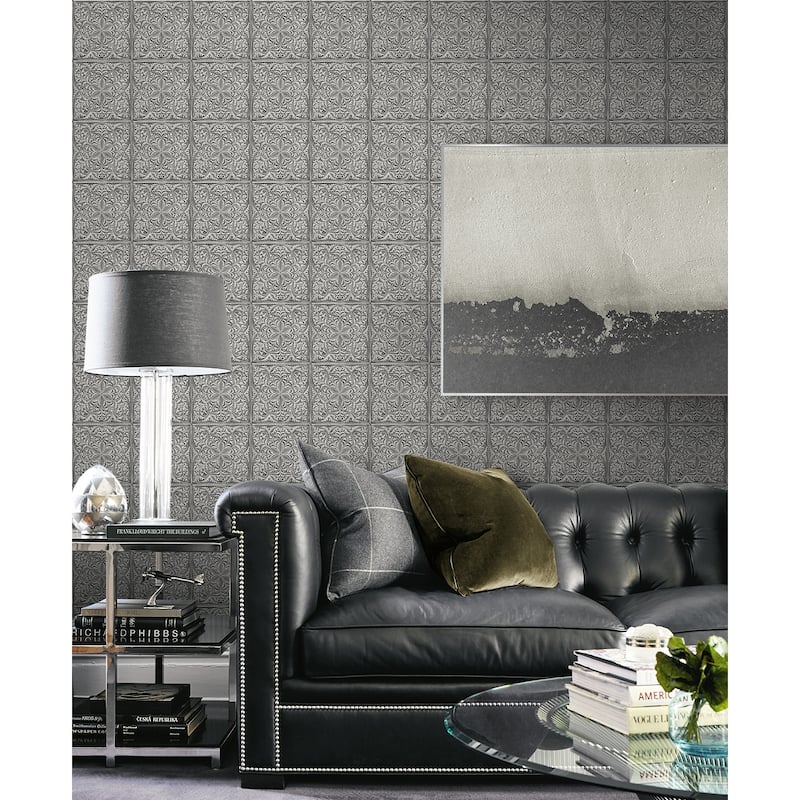 NextWall Faux Embossed Tile Peel and Stick Wallpaper - 20.5 in. W x 18 ft. L
