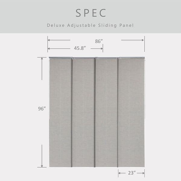 dimension image slide 6 of 7, GoDear Design Natural Woven Adjustable Sliding Panel Track Blinds, Vertical Blinds, Timeless Series, 45.8"- 86" W x 96" L