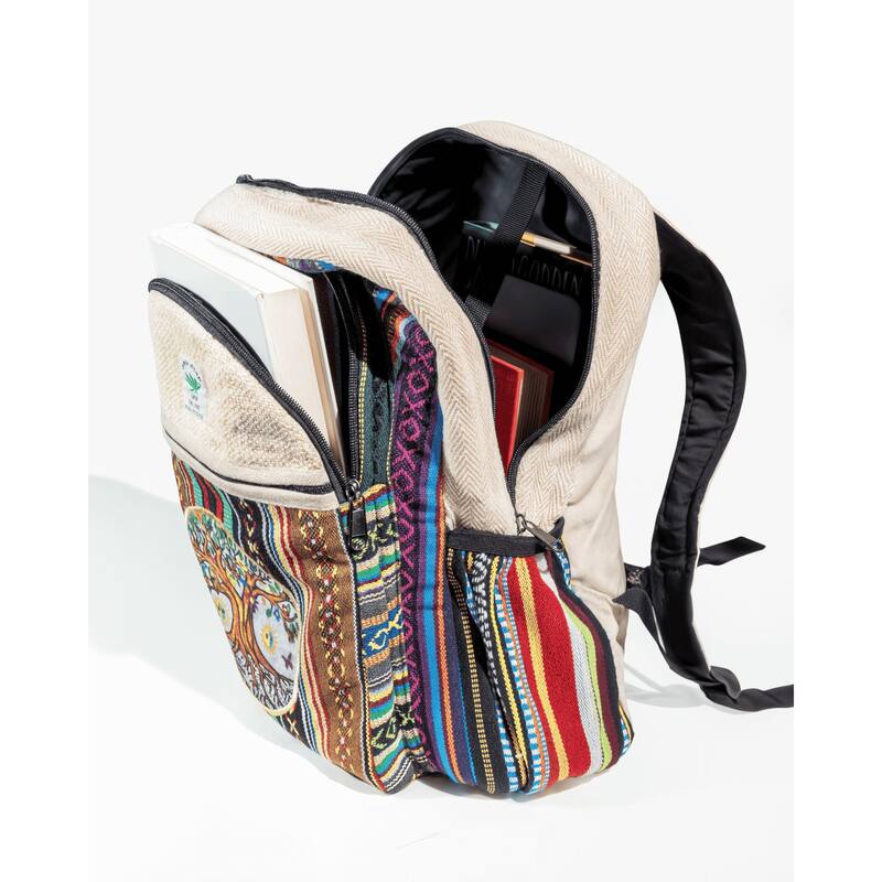 Kathmandu Collection Handmade Cotton and Hemp Tree of Life Backpack