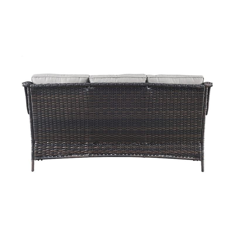 Gymojoy Outdoor Wicker Patio Sofa 3-Seat Rattan Sofa Furniture