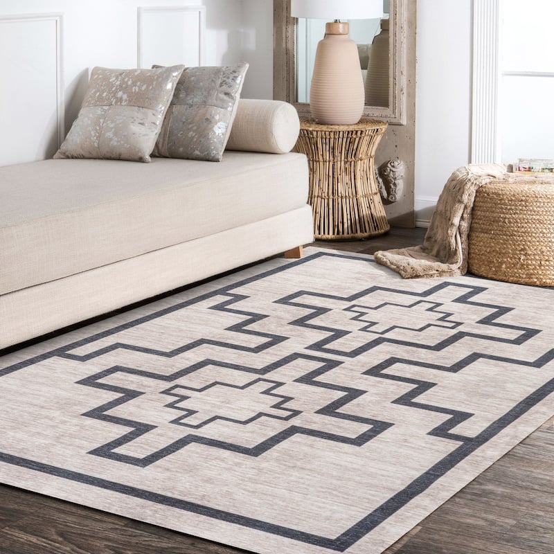 JONATHAN Y Raita Medallion Textured Weave Machine Washable Area Rug