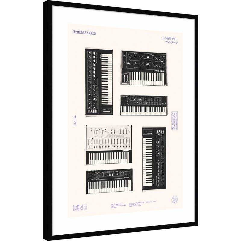 Synthetisers by Florent Bodart Wood Framed Wall Art Print