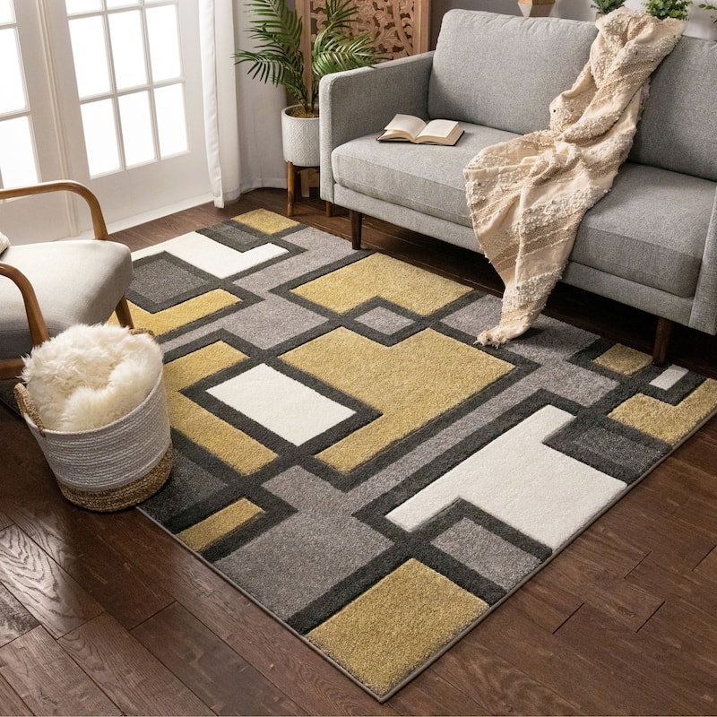 Well Woven Modern Geometric Color Block Area Rug