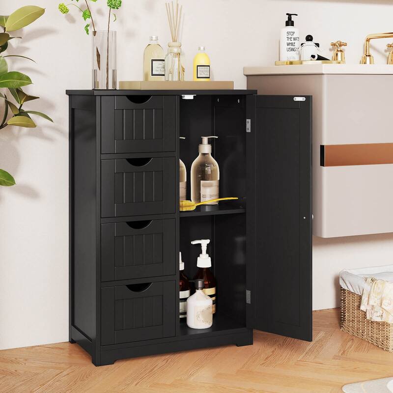 Costway Wooden 4 Drawer Bathroom Floor Cabinet Storage Cupboard 2