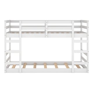 Pine Twin Over Twin Bunk Bed with Ladder & Guardrails - Stylish & Safe