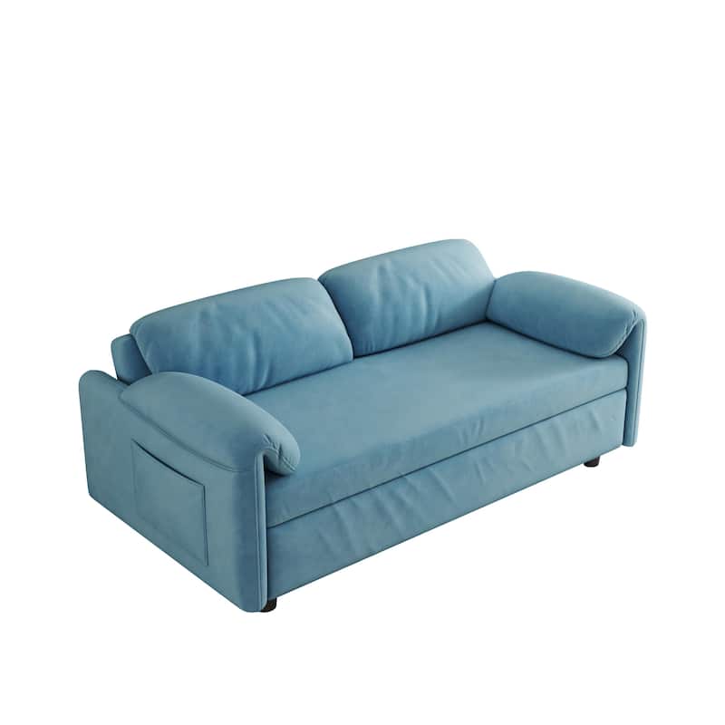 Sofa at the Forefront: 54-inch Velvet Sofa Bed for Multi-purpose Living Spaces, Featuring a Retractable Bed