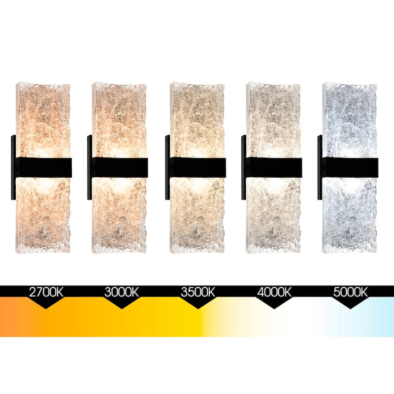Lava Integrated LED 20in Black Wall Light with Handcrafted Glass