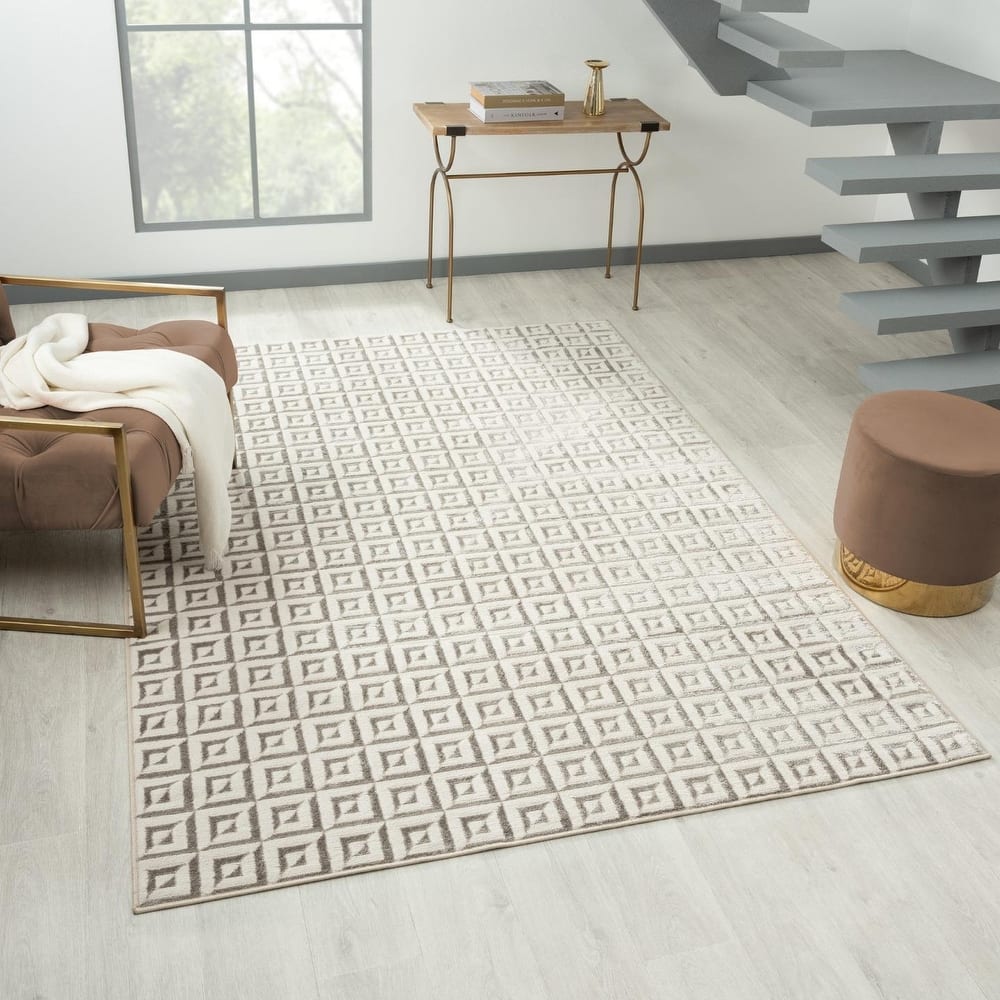 Luxe Weavers Geometric Metallic High and Low Fibers Area Rug