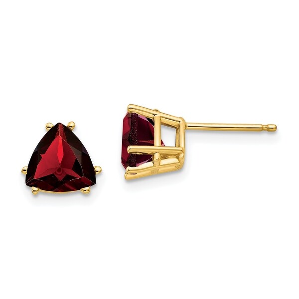 14K Yellow Gold 7mm Trillion Garnet Earrings by Versil. Opens flyout.