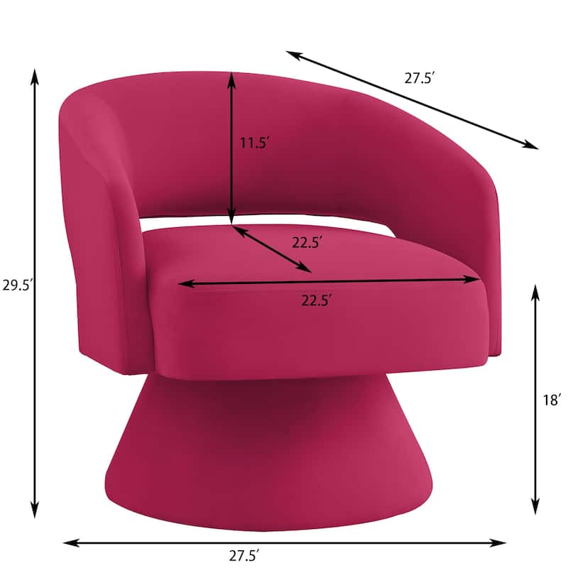 Swivel Barrel Chair,Upholstered Velvet Accent Chairs with Open Backrest and 360 Degree