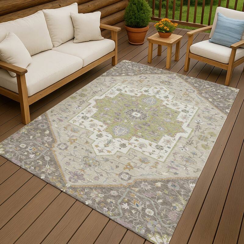 Machine Washable Indoor/ Outdoor Traditional Kolkata Chantille Rug