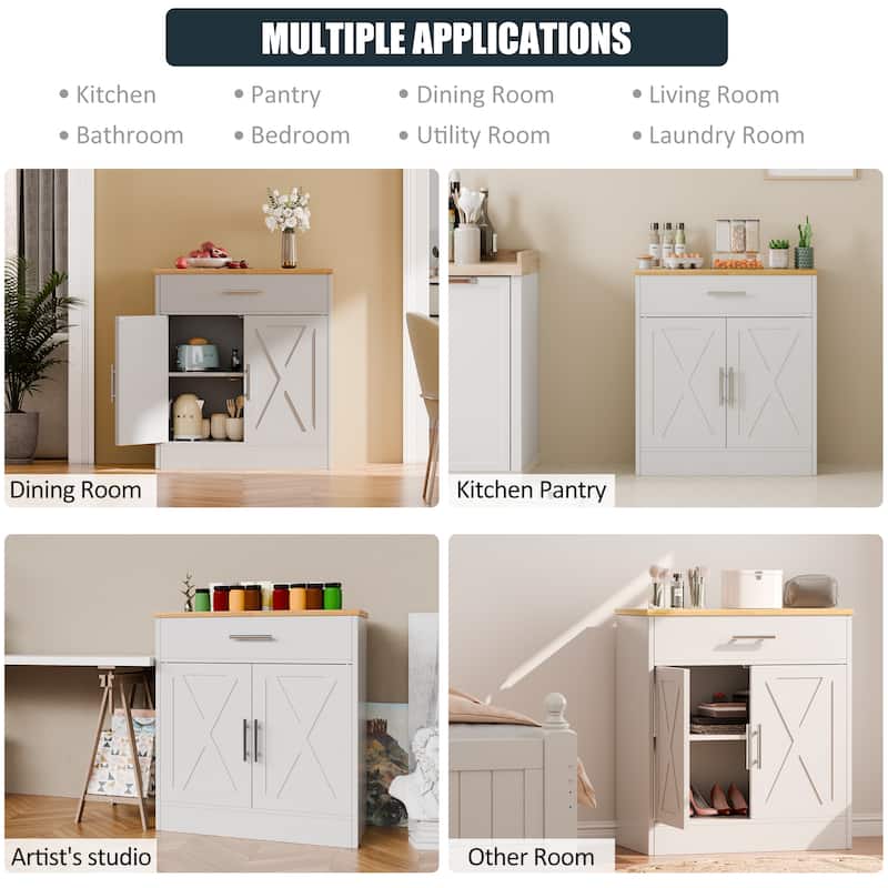 Multifunctional 2-Door Storage Cabinet with Drawer – Kitchen Pantry Organizer, TV Stand