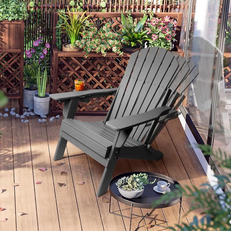 Vrakae Adjustable and Folding Adirondack Chair with Cup Holder