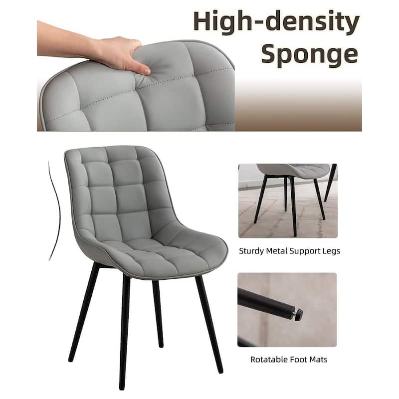 XINMICS Modern Upholstered Faux Leather Dining Chairs Set of 2