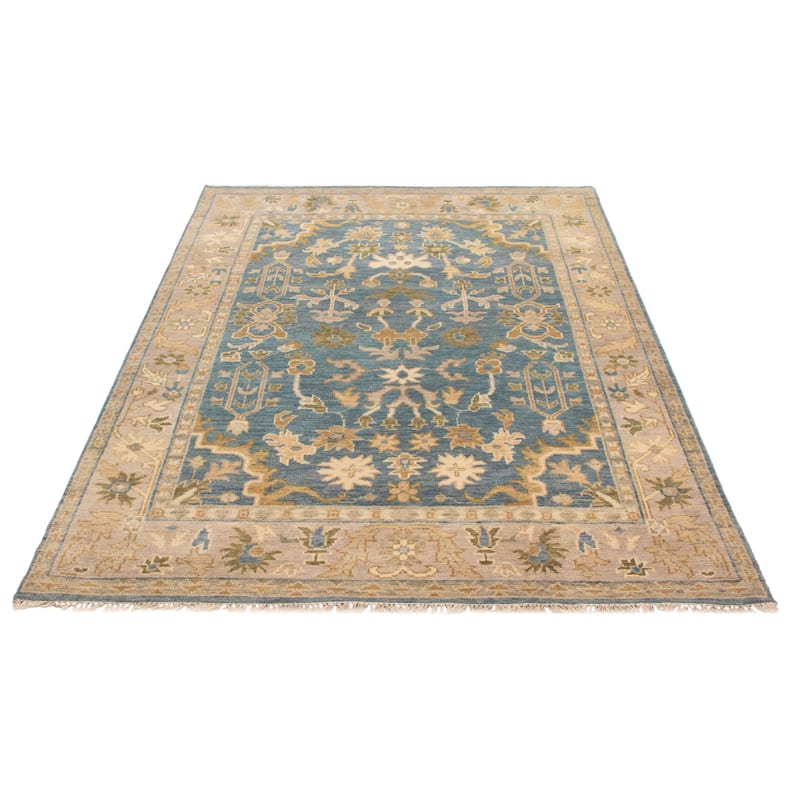 ECARPETGALLERY Hand-knotted Jules Serapi Light Blue Wool Rug - 7'6 x 10'0