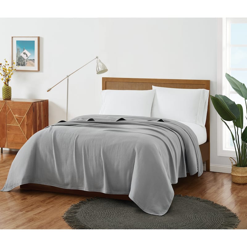 Frye Cotton Woven Blanket - King - Grey