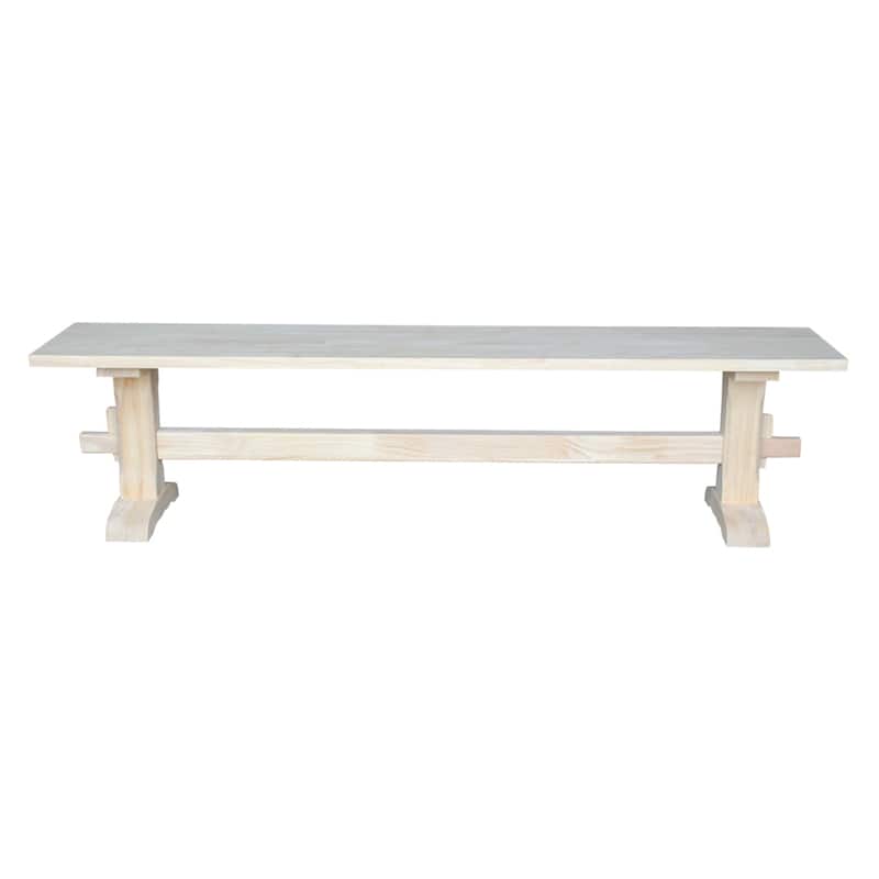 Unfinished Solid Parawood Trestle Bench