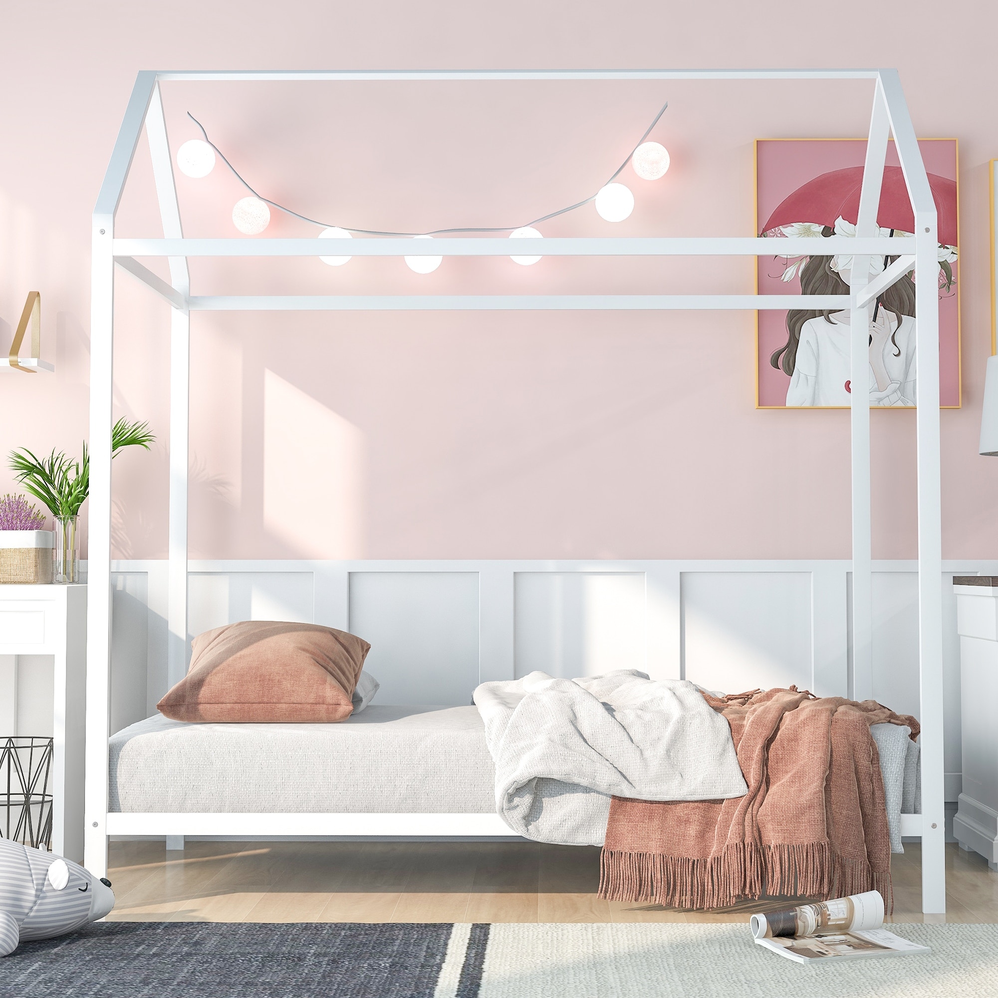 Girls white cheap bed frame