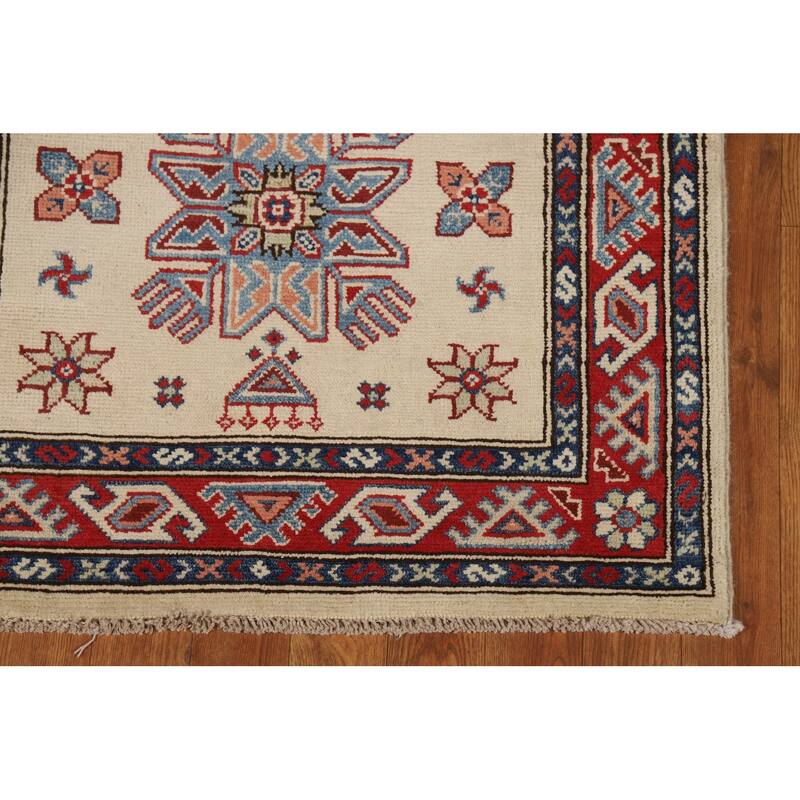 Ivory Kazak Oriental Runner Rug Hand-Knotted Wool Carpet - 2'9"x 7'10"