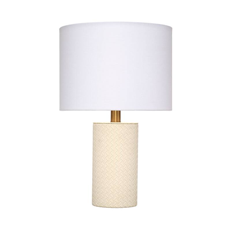 Alden Decor Heritage Leather Table Lamp with Linen Shade - Cream