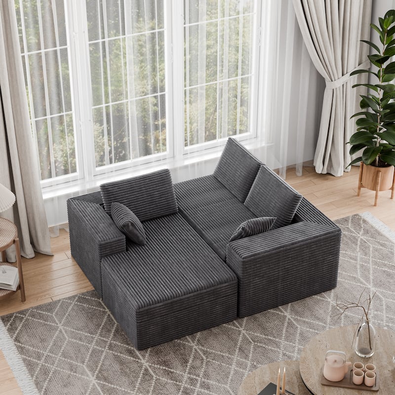 Modland 108" Boneless Cloud Couch, Modular L-Shaped Sectional Sofa, No Assembly, Corduroy