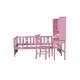 preview thumbnail 6 of 10, Kids Twin Size Bed Frame with Storage Bookcase, Wood Multi-Functional Platform Bed w/ Built-in Desk and Matching Chair, Pink