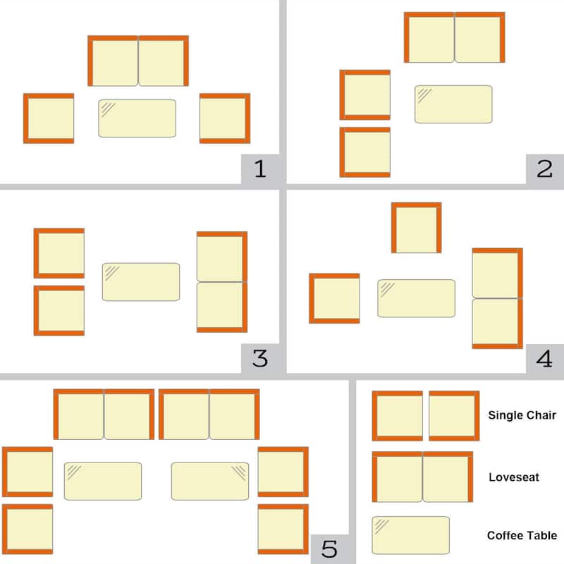 Rattan Patio Conversation Furniture Set with Glass Table and Comfortable Sofa - 4 Pcs