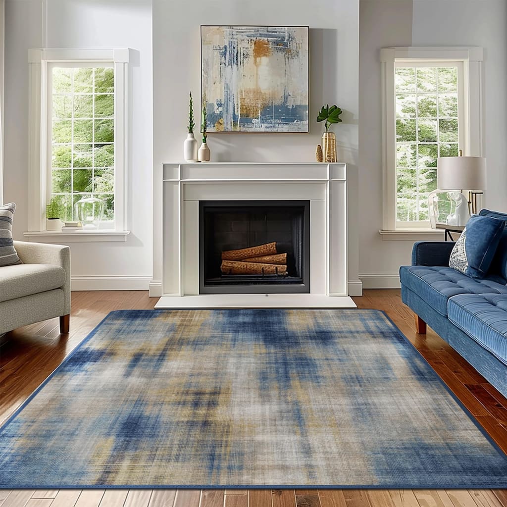 Mcow Modern Abstract Low-Pile Machine-Washable Non-Slip Area Rug - 8' x 10'