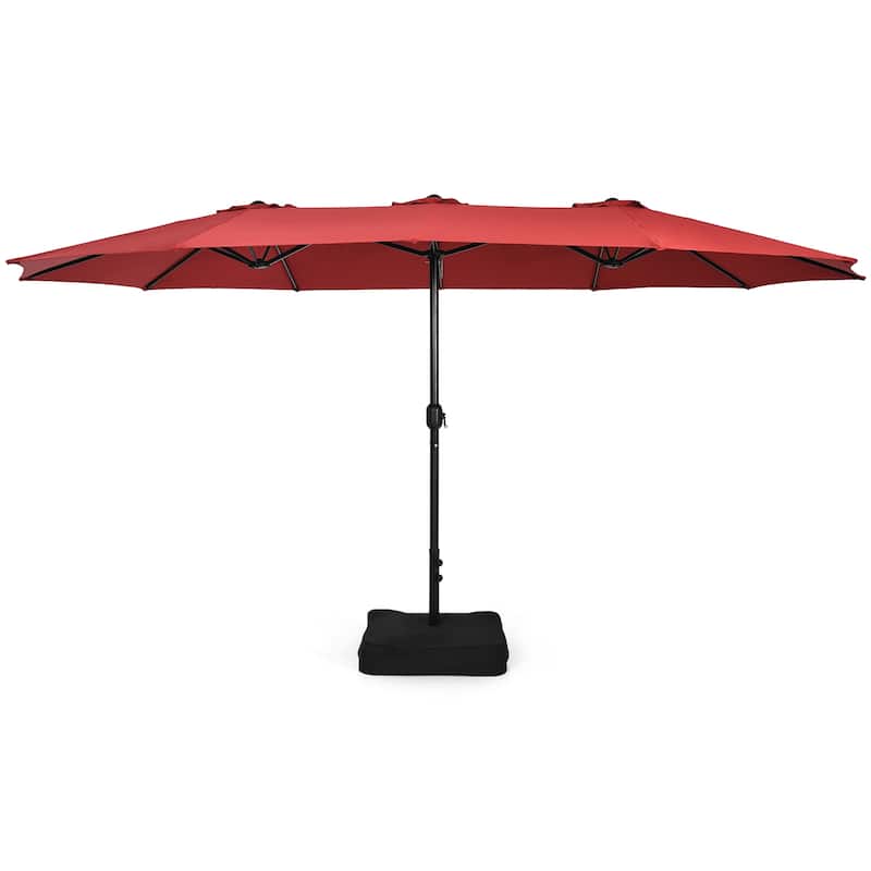 Costway 15FT Double-Sided Twin Patio Umbrella Outdoor Market W/ Crank